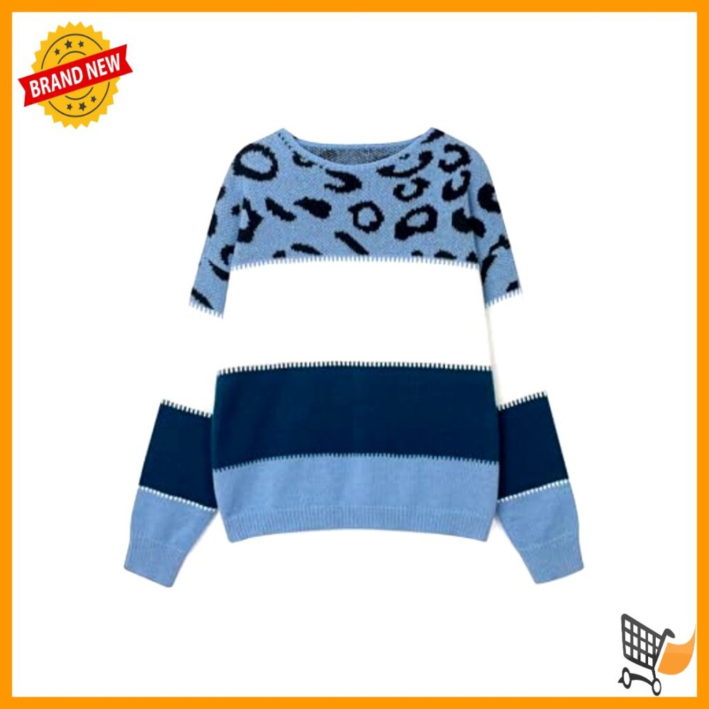 Oversized Knit Sweater Soft Leopard Pattern Cozy … - image 6